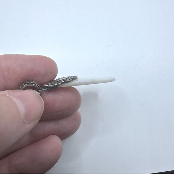 Mother Of Pearl Sterling Silver Stamped 925 Pendant Summer Boho Bohemian - Picture 9 of 10